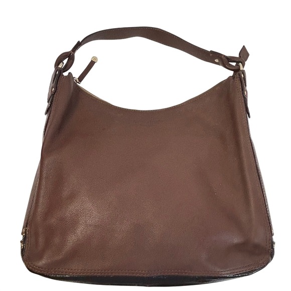 Kate Spade New York Leather Hobo Shoulder Bag Purse Brown Gold Tone Hardware - Picture 3 of 16